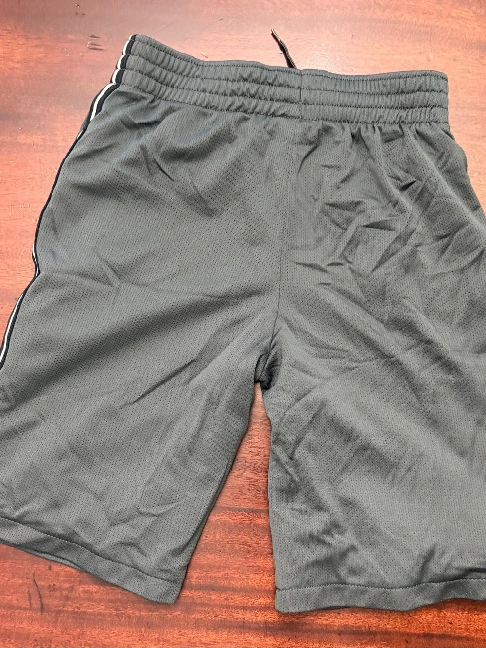 Men's Athletic Mesh Shorts in Dark Gray with Side Stripe